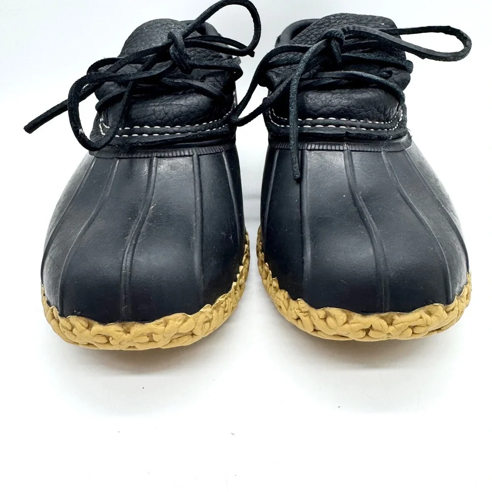 L.L.Bean Rubber Moc Low Bean Boots Made in USA Black Size 7 Classic Fisherman